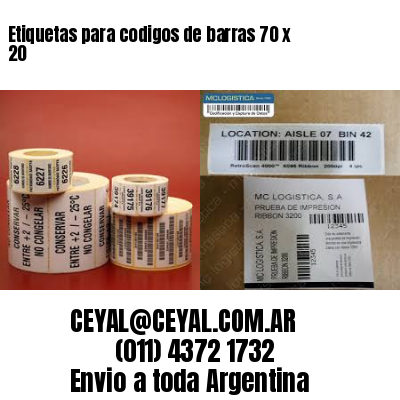 Etiquetas para codigos de barras 70 x 20