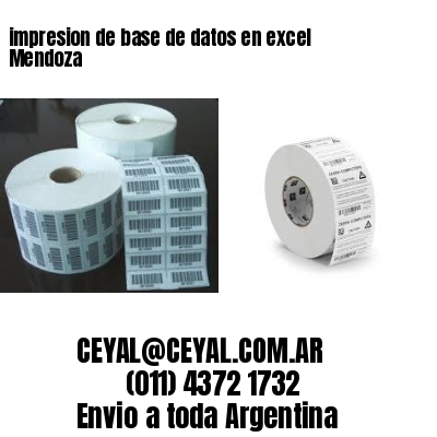 impresion de base de datos en excel Mendoza