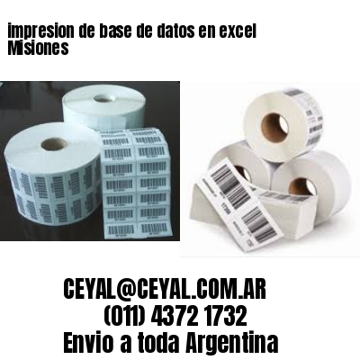 impresion de base de datos en excel Misiones