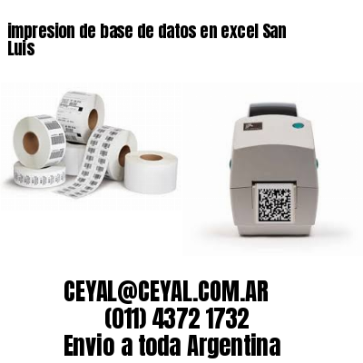 impresion de base de datos en excel San Luis