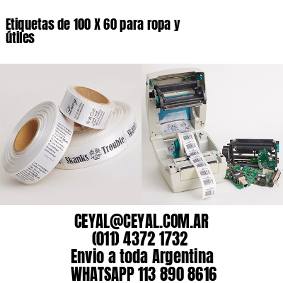 Etiquetas de 100 X 60 para ropa y útiles