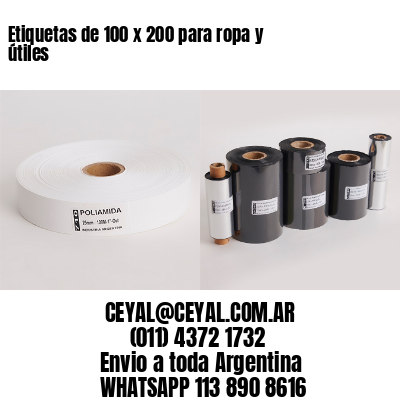 Etiquetas de 100 x 200 para ropa y útiles