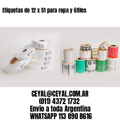 Etiquetas de 12 x 51 para ropa y útiles