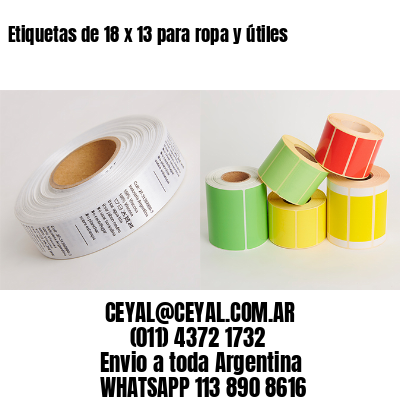 Etiquetas de 18 x 13 para ropa y útiles