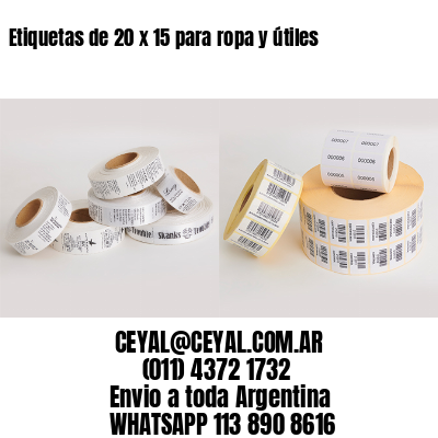 Etiquetas de 20 x 15 para ropa y útiles