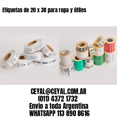 Etiquetas de 20 x 38 para ropa y útiles