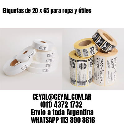 Etiquetas de 20 x 65 para ropa y útiles