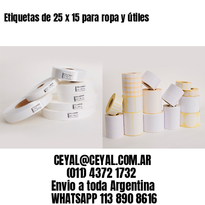 Etiquetas de 25 x 15 para ropa y útiles