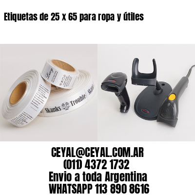 Etiquetas de 25 x 65 para ropa y útiles