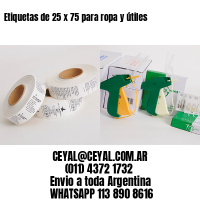 Etiquetas de 25 x 75 para ropa y útiles