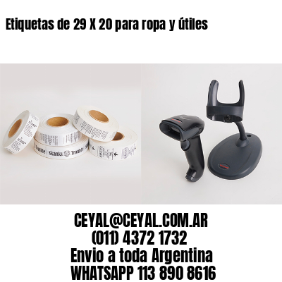 Etiquetas de 29 X 20 para ropa y útiles