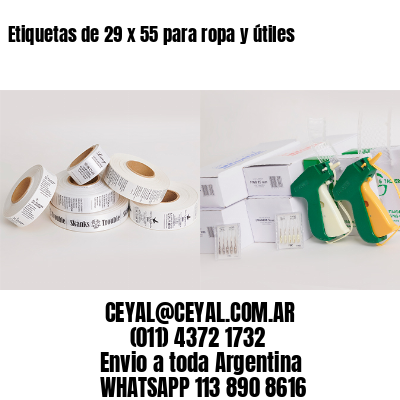Etiquetas de 29 x 55 para ropa y útiles