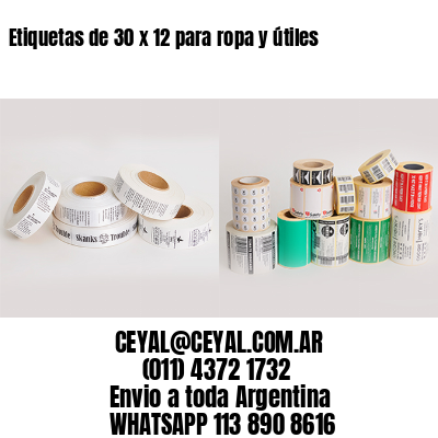 Etiquetas de 30 x 12 para ropa y útiles