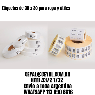 Etiquetas de 30 x 30 para ropa y útiles