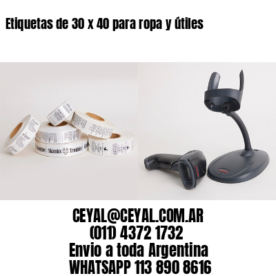 Etiquetas de 30 x 40 para ropa y útiles