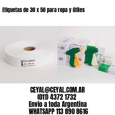 Etiquetas de 30 x 50 para ropa y útiles