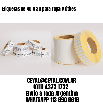 Etiquetas de 40 X 30 para ropa y útiles