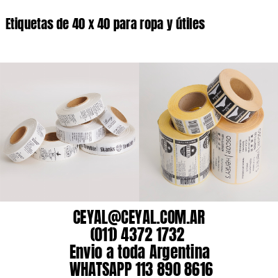 Etiquetas de 40 x 40 para ropa y útiles