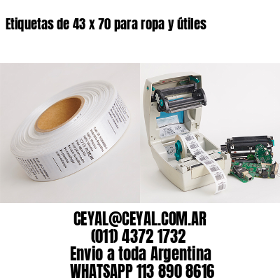 Etiquetas de 43 x 70 para ropa y útiles