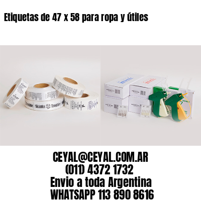 Etiquetas de 47 x 58 para ropa y útiles