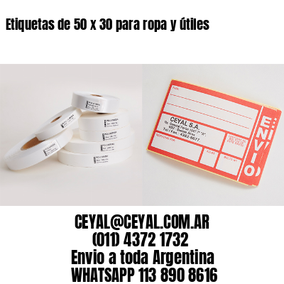 Etiquetas de 50 x 30 para ropa y útiles