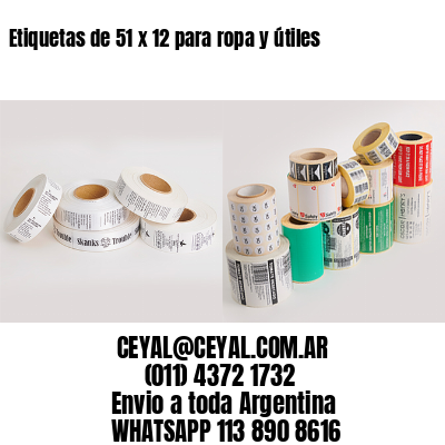 Etiquetas de 51 x 12 para ropa y útiles