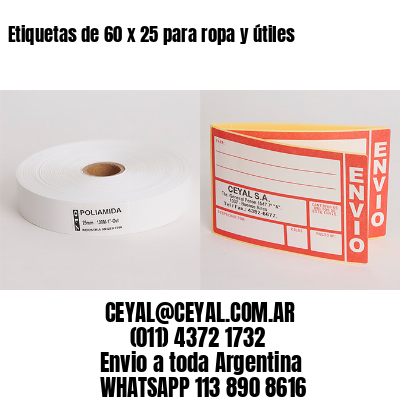 Etiquetas de 60 x 25 para ropa y útiles