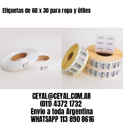 Etiquetas de 60 x 30 para ropa y útiles