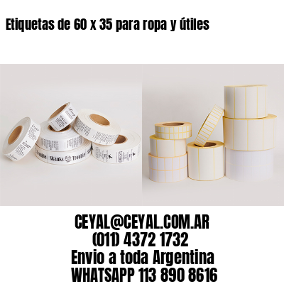Etiquetas de 60 x 35 para ropa y útiles