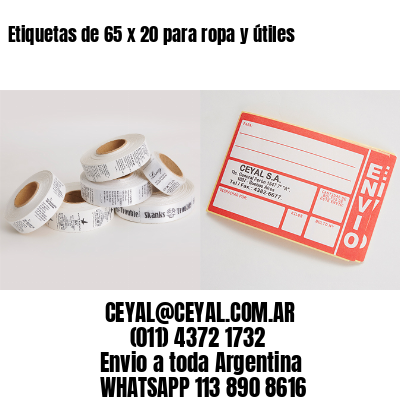 Etiquetas de 65 x 20 para ropa y útiles
