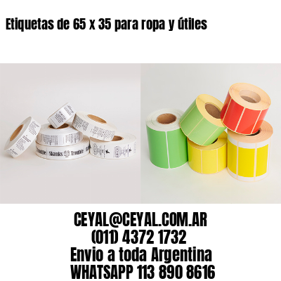 Etiquetas de 65 x 35 para ropa y útiles