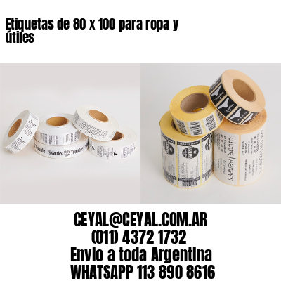 Etiquetas de 80 x 100 para ropa y útiles