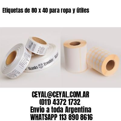 Etiquetas de 80 x 40 para ropa y útiles