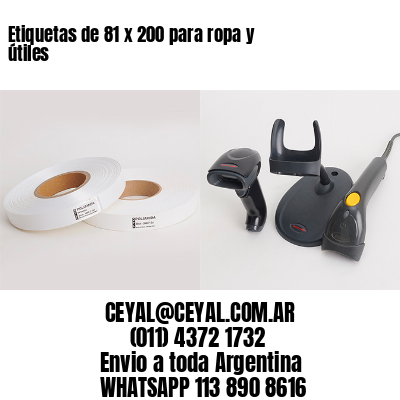 Etiquetas de 81 x 200 para ropa y útiles