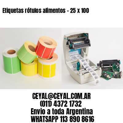 Etiquetas rótulos alimentos – 25 x 100