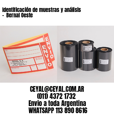 Identificación de muestras y análisis –  Bernal Oeste