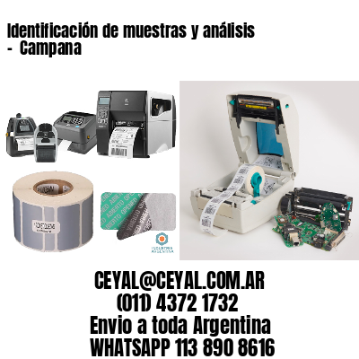Identificación de muestras y análisis –  Campana