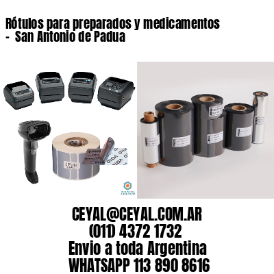 Rótulos para preparados y medicamentos –  San Antonio de Padua