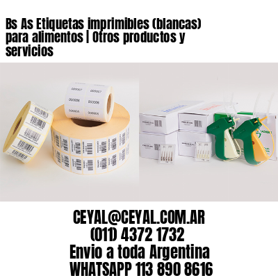 Bs As Etiquetas imprimibles (blancas) para alimentos | Otros productos y servicios