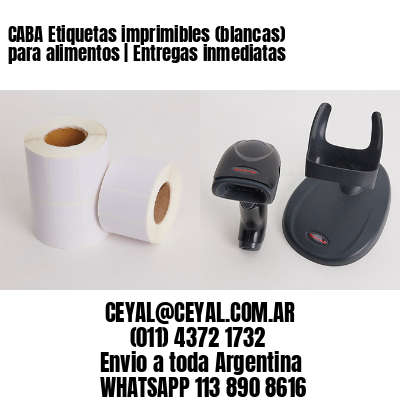 CABA Etiquetas imprimibles (blancas) para alimentos | Entregas inmediatas