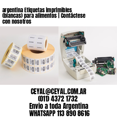 argentina Etiquetas imprimibles (blancas) para alimentos | Contáctese con nosotros