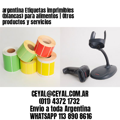 argentina Etiquetas imprimibles (blancas) para alimentos | Otros productos y servicios