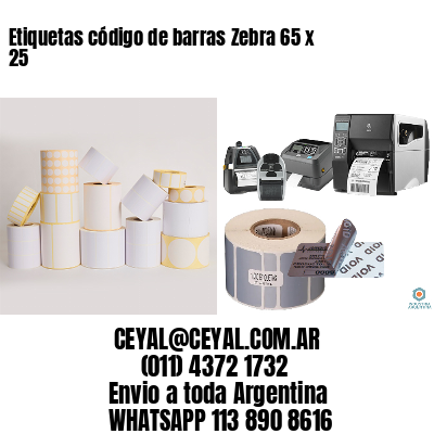 Etiquetas código de barras Zebra 65 x 25
