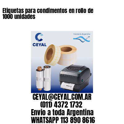 Etiquetas para condimentos en rollo de 1000 unidades