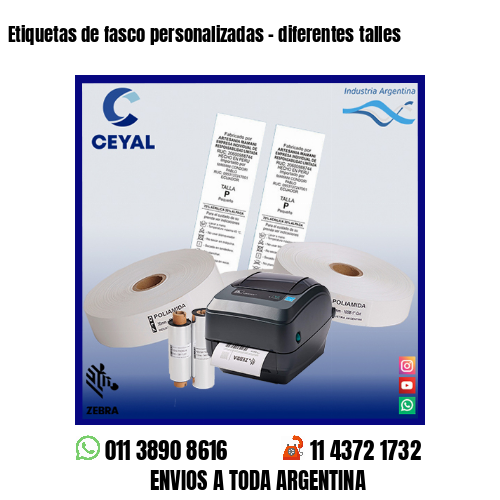 Etiquetas de fasco personalizadas – diferentes talles