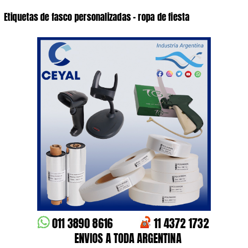 Etiquetas de fasco personalizadas – ropa de fiesta