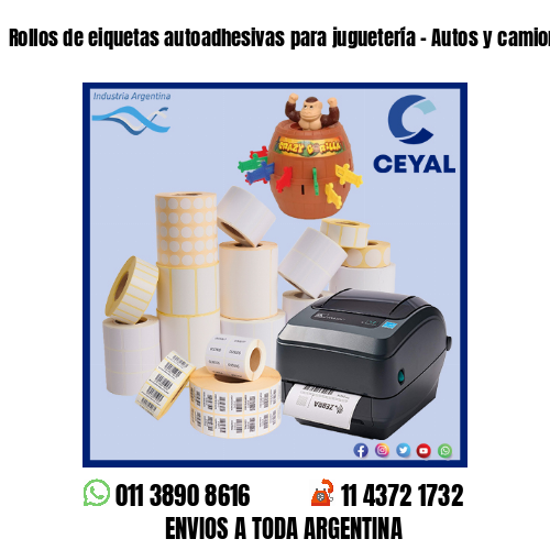Rollos de eiquetas autoadhesivas para juguetería – Autos y camiones