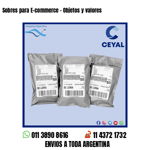 Sobres para E-commerce – Objetos y valores