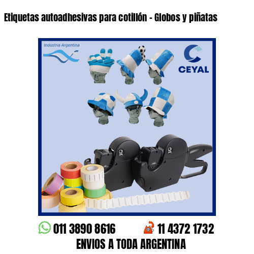 Etiquetas autoadhesivas para cotillón – Globos y piñatas