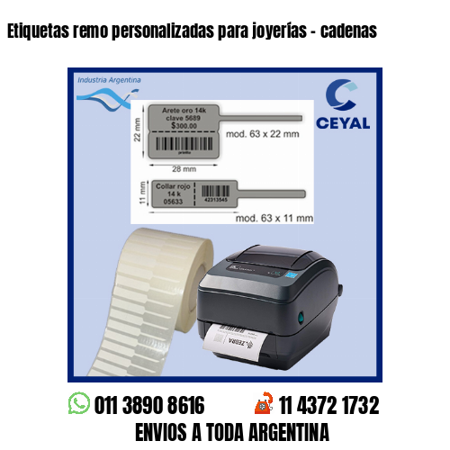 Etiquetas remo personalizadas para joyerías – cadenas